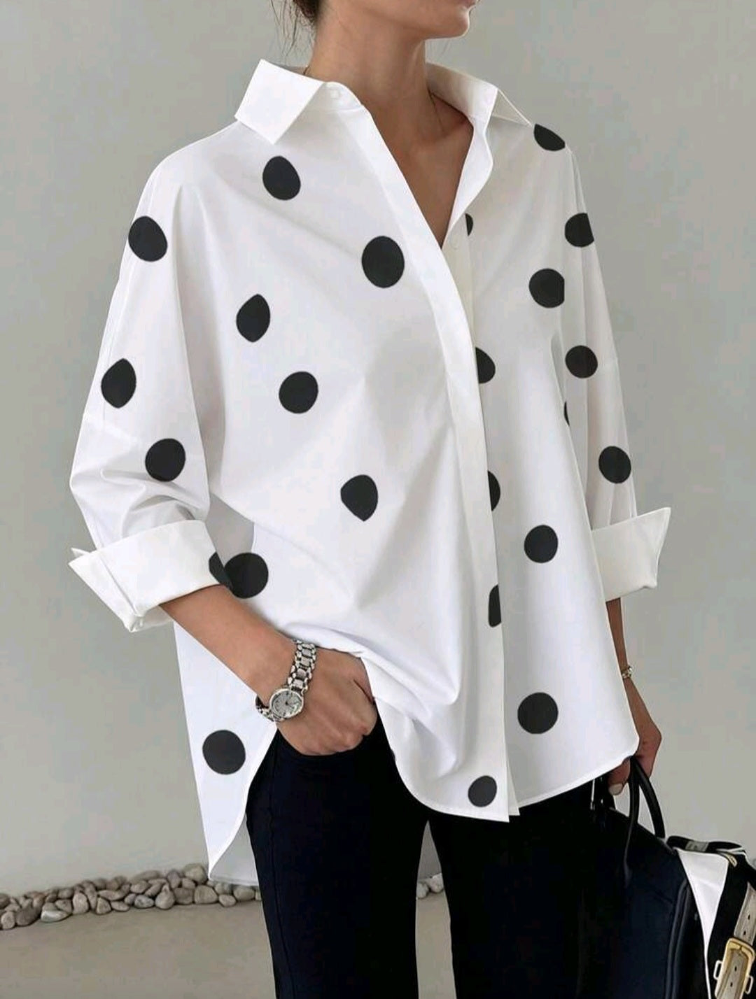 Polka dot button up shirt