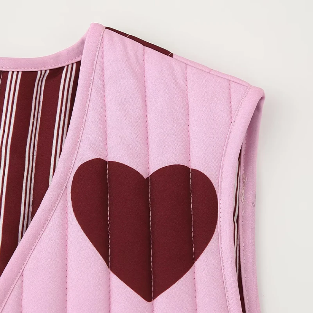 Sweetheart Quilted Tie-Front Vest – Pink