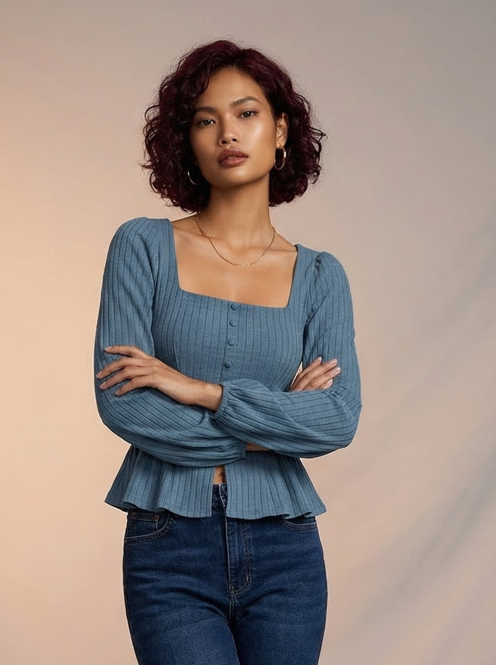 Puff sleeves tie detail blouse