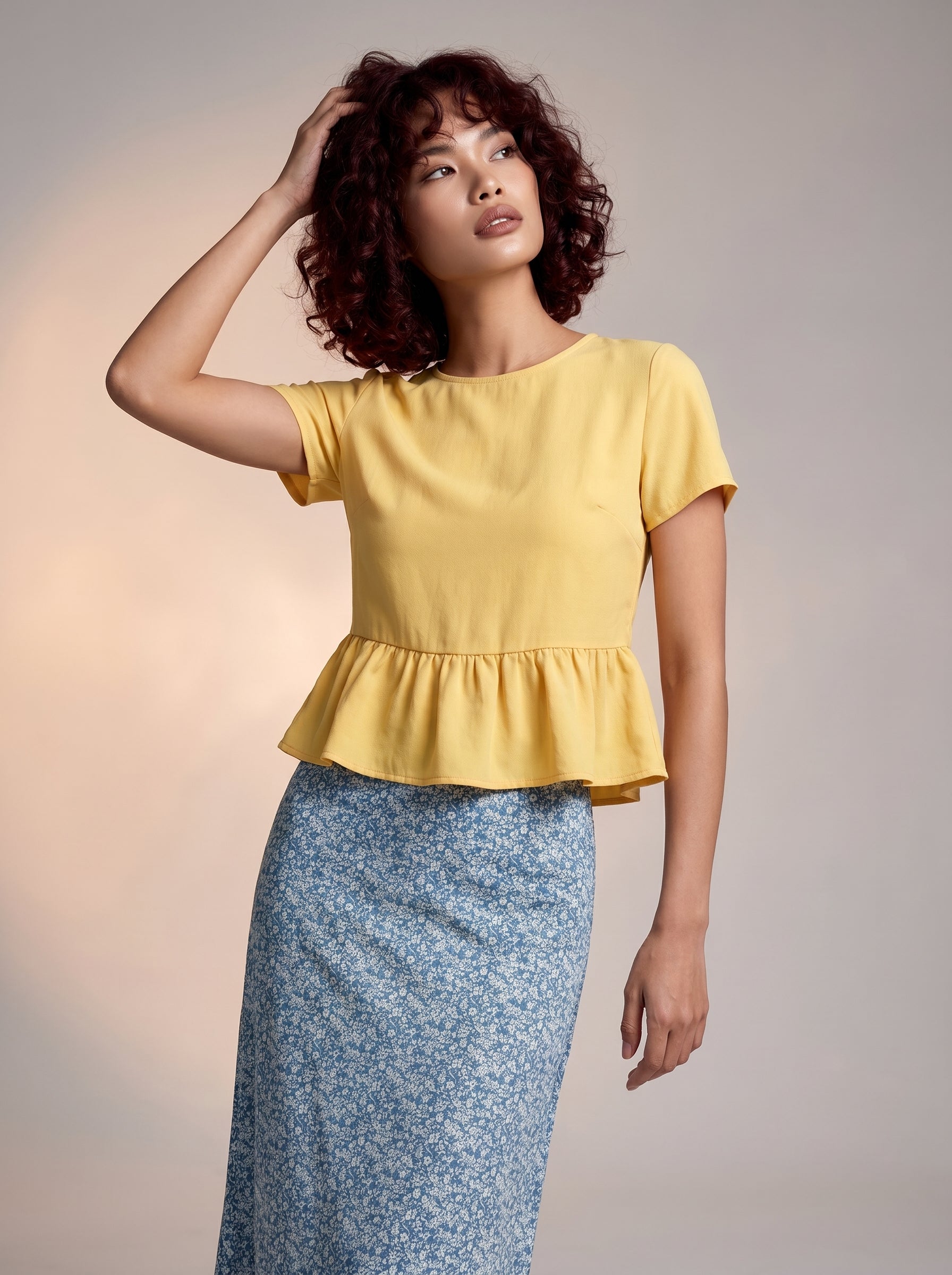 Ditsy blue floral print skirt