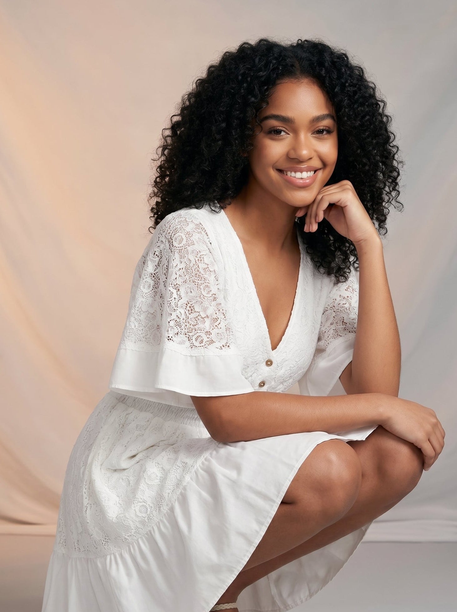 Lace detail white dress