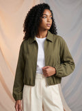 Bomber style jacket with zipper
