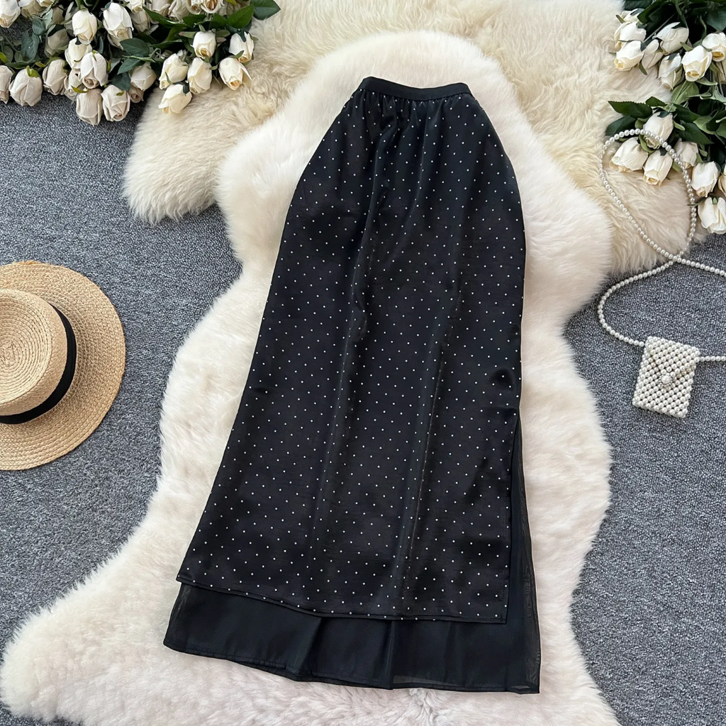 Black polka dot skirt