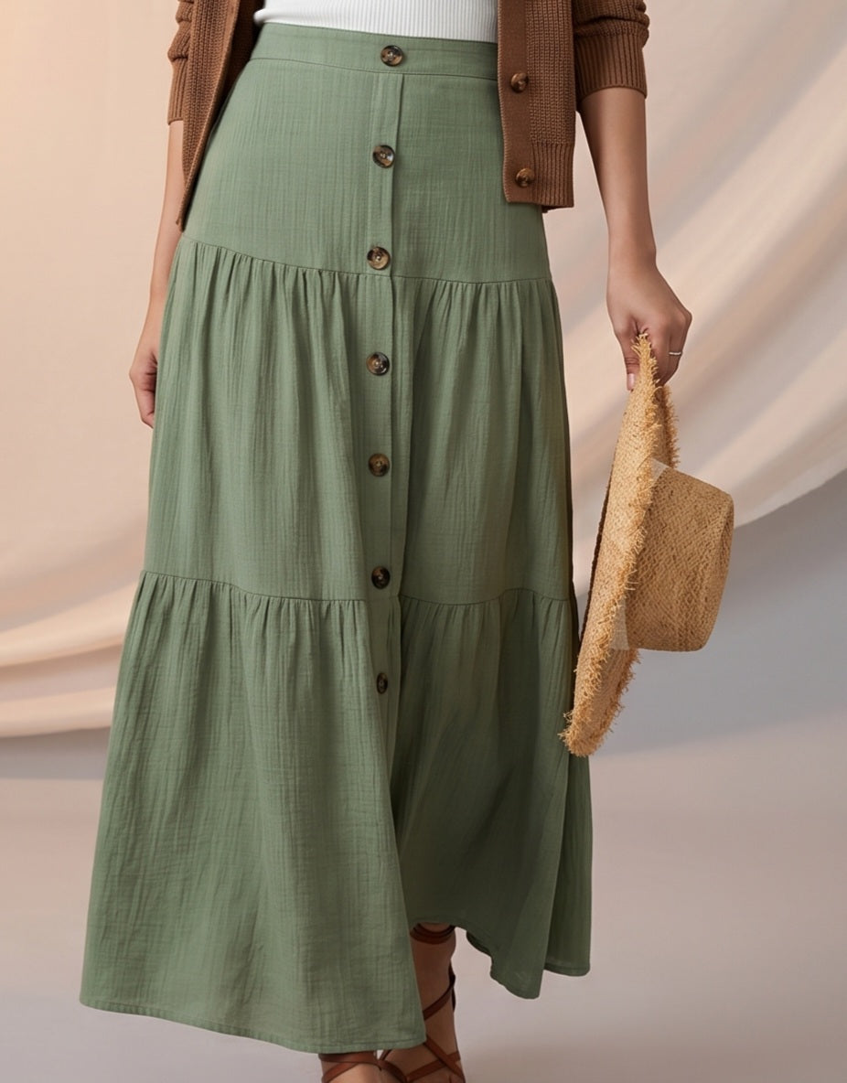 Maxi button detail skirt