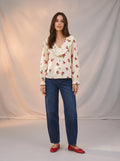 Vee neck florals and ruffle blouse