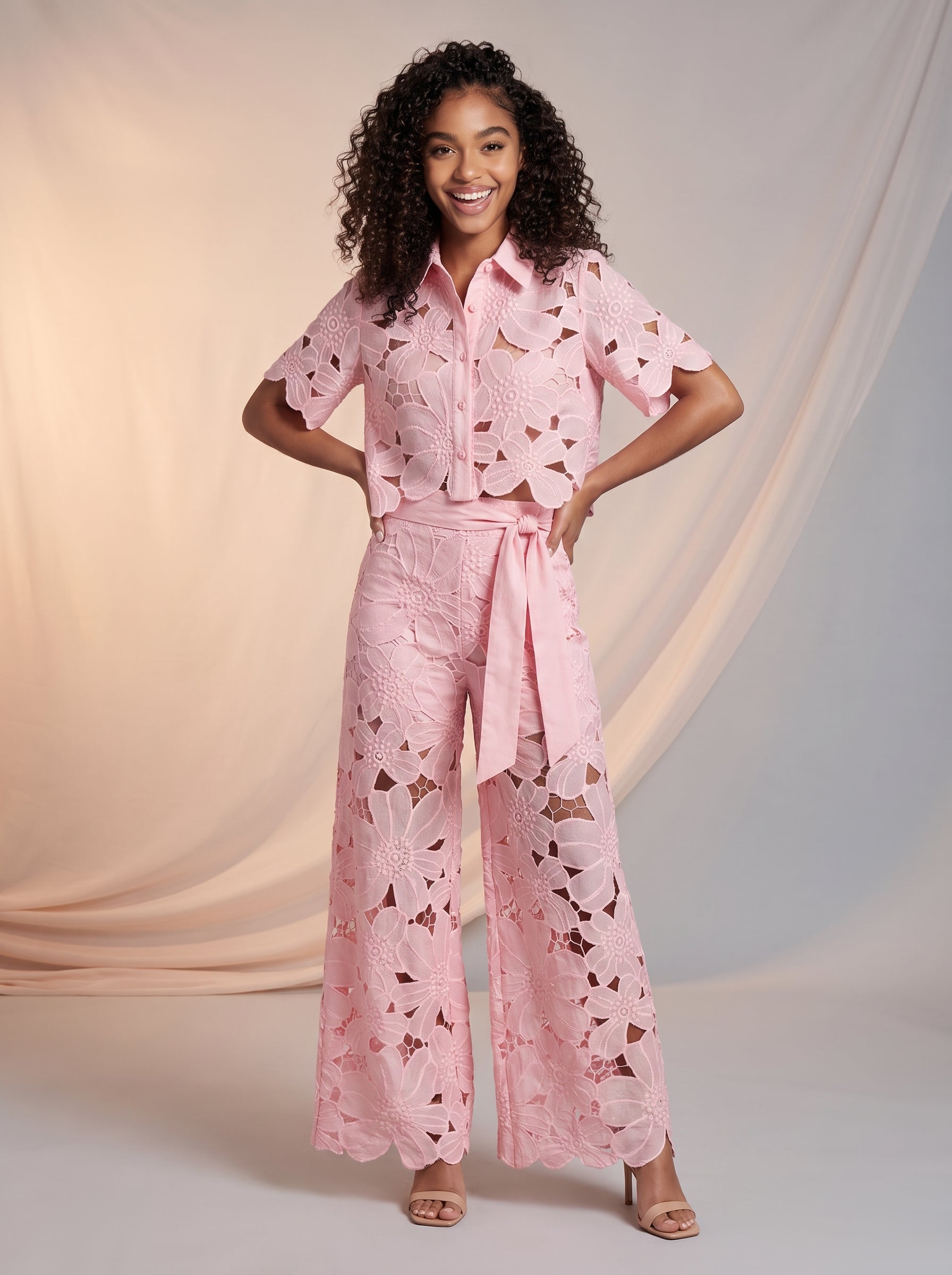 Stylish lace detail two piece set