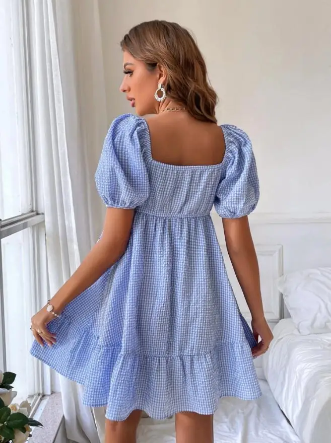 Gingham print baby doll style dress – House Of Julio