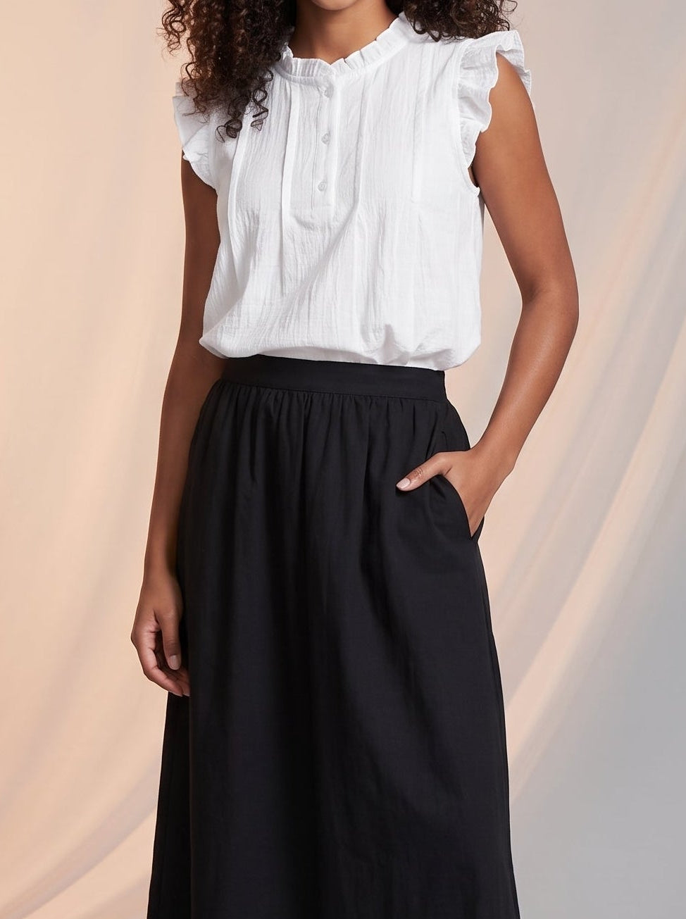White frilly baby doll blouse