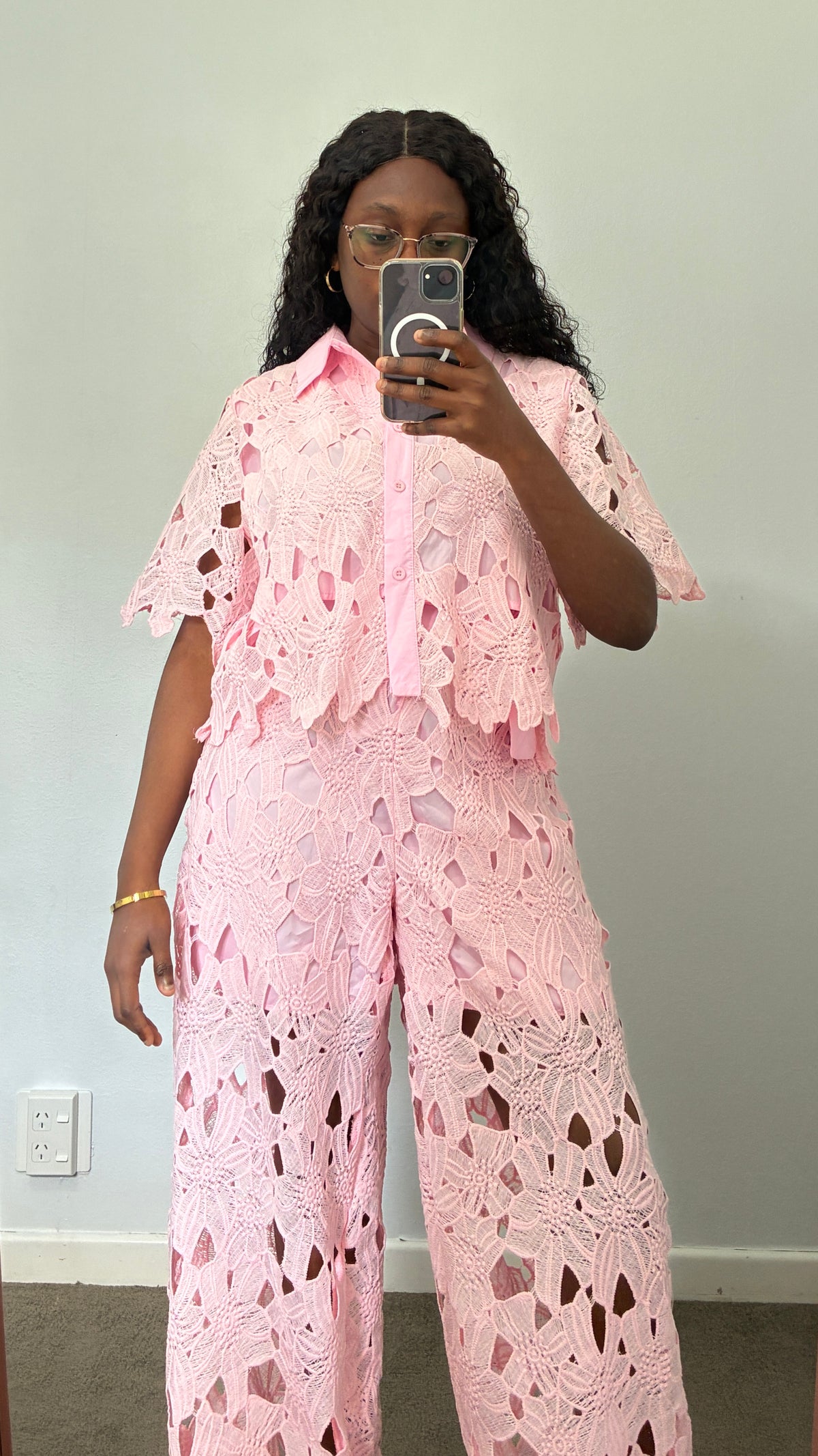 Stylish lace detail two piece set