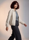 Zipper detail bomber jacket