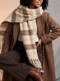 Fluffy warm striped neck scarf
