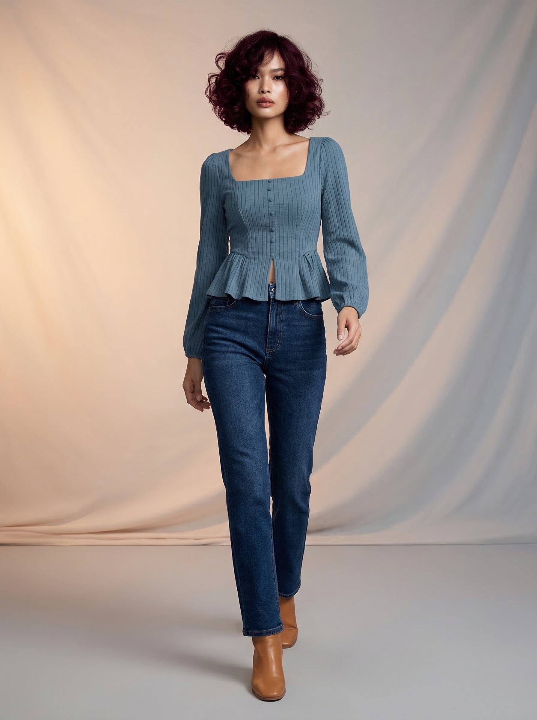 Puff sleeves tie detail blouse