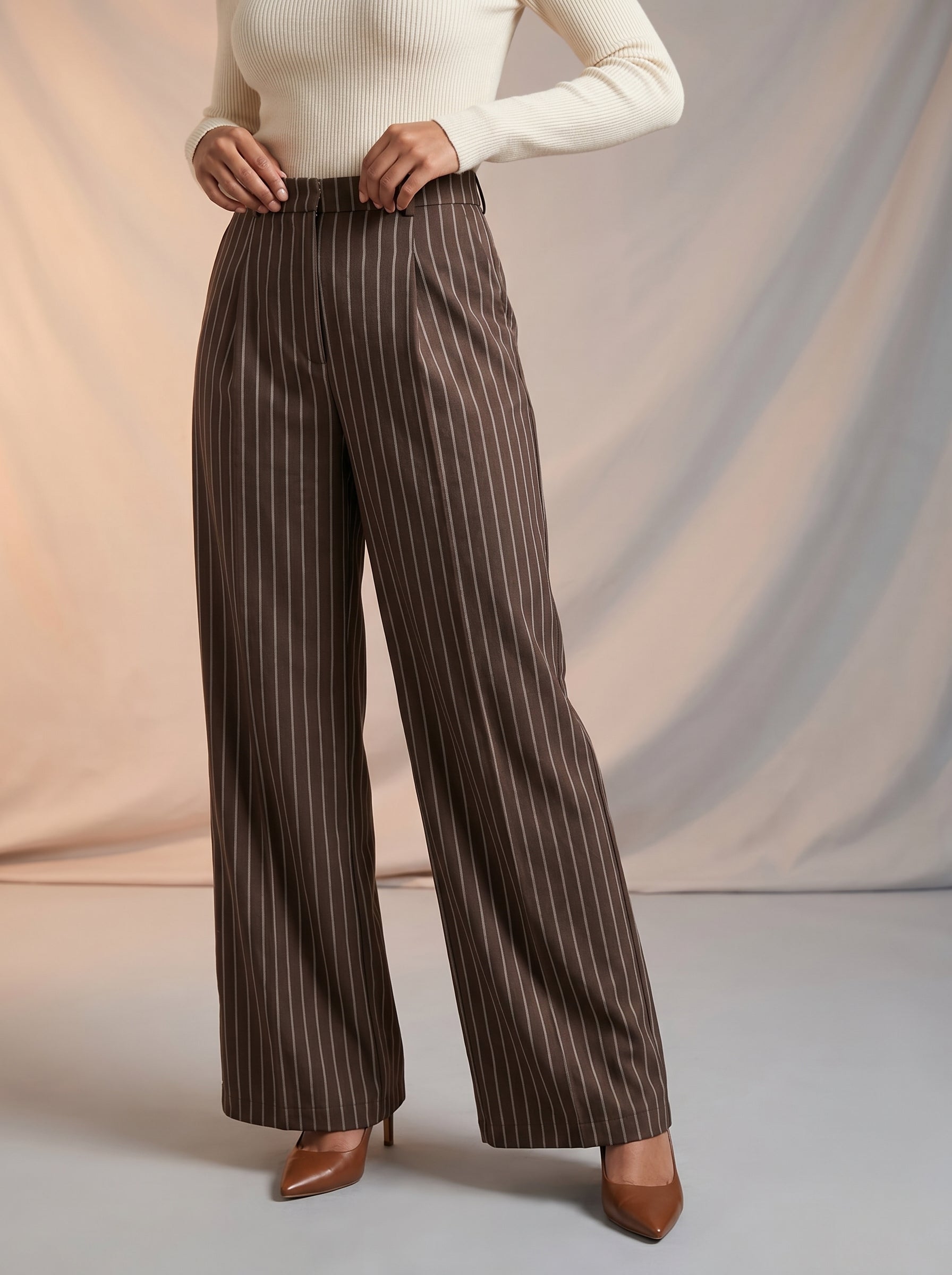 Brown stripped women's pants
