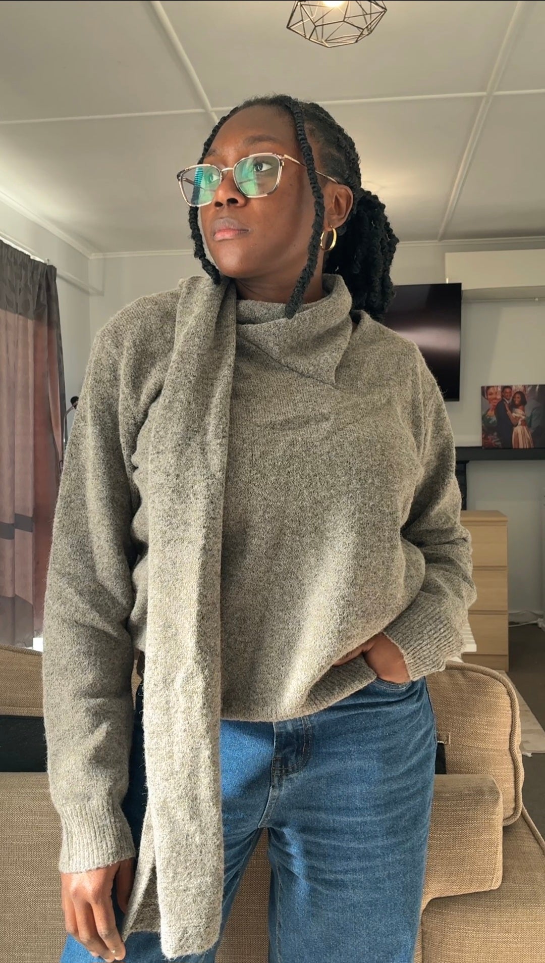 Soft knit scarf detail jumper