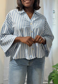 Boxy fit crop striped shirt