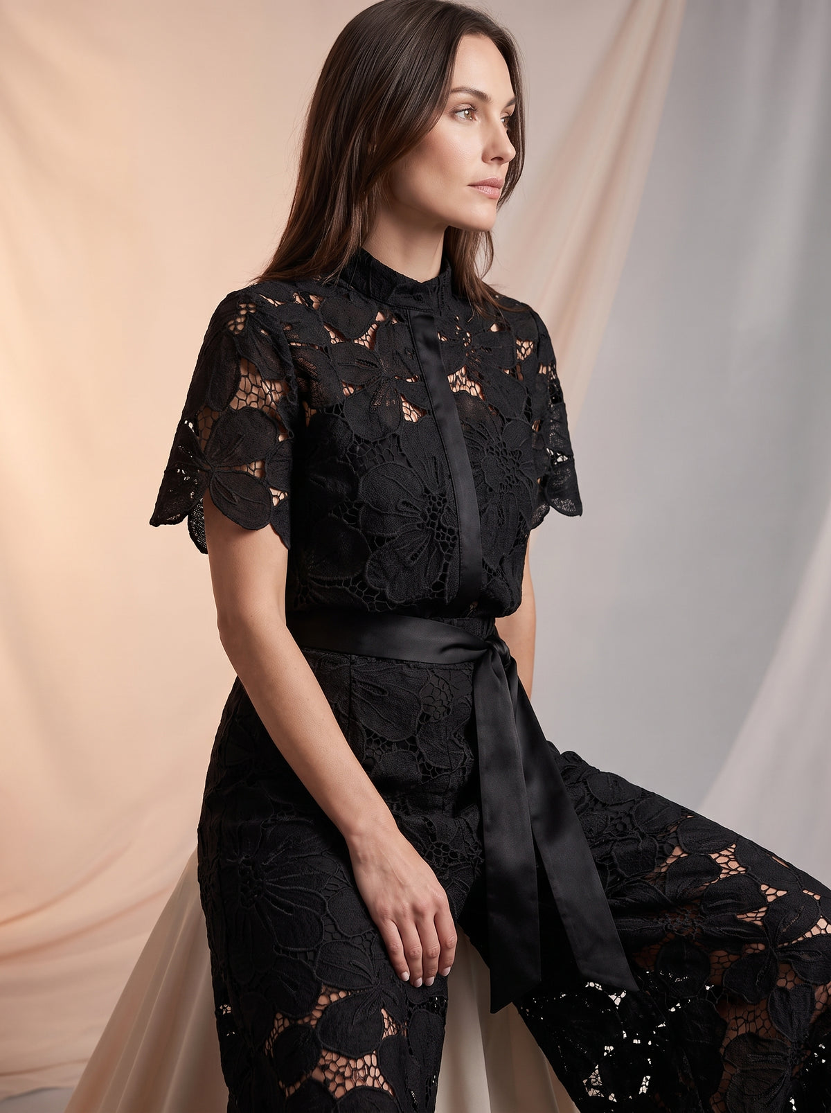Stylish lace detail two piece set