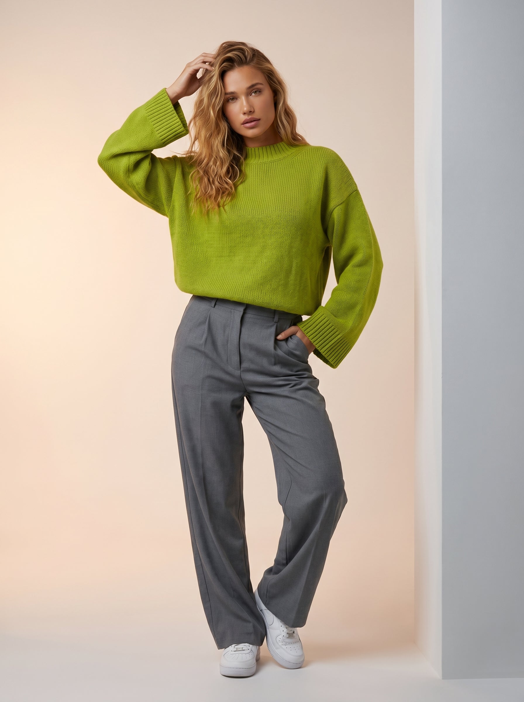 Mock neck flare sleeve Sweater
