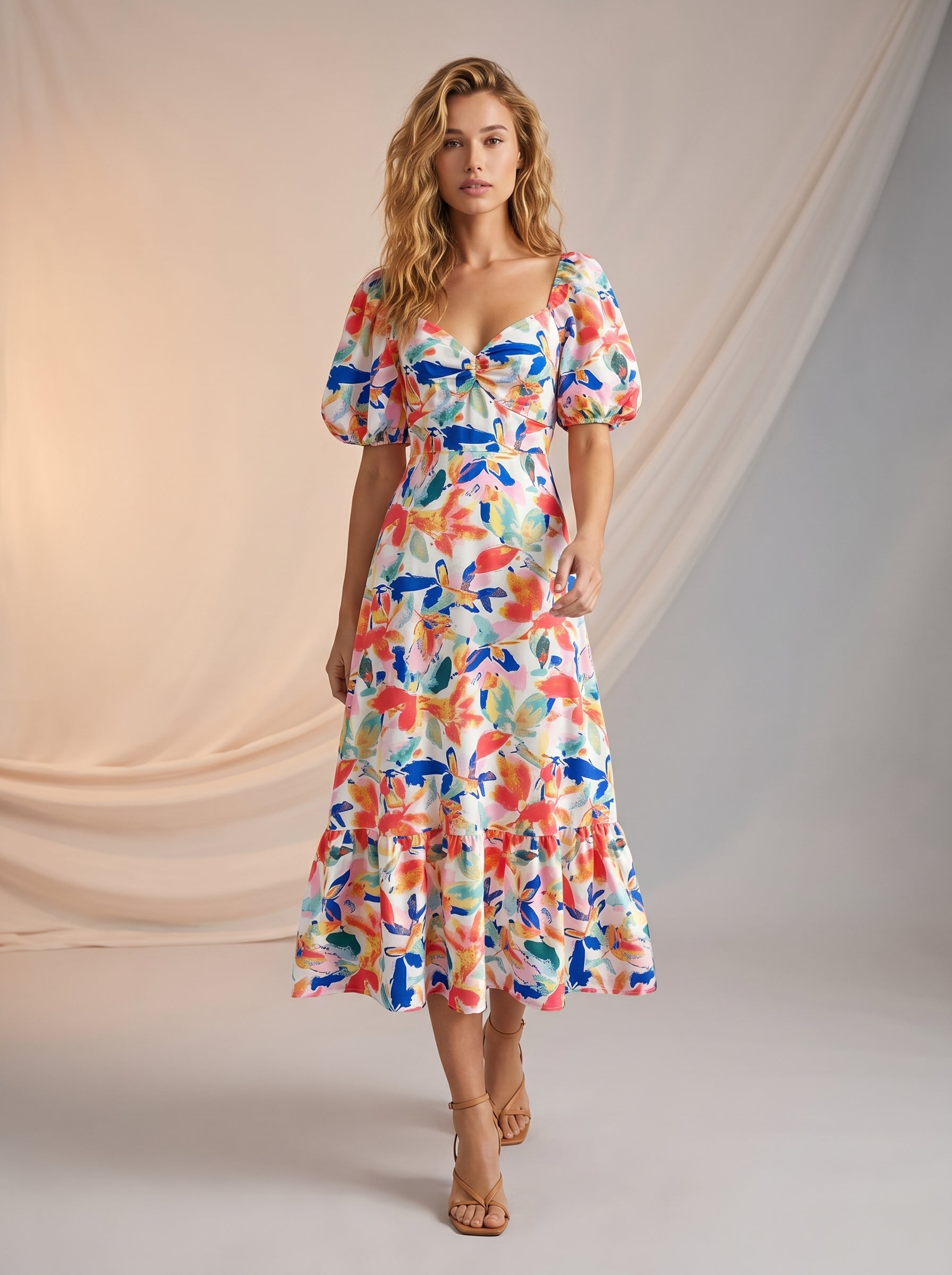 Pastel paint design floral dress
