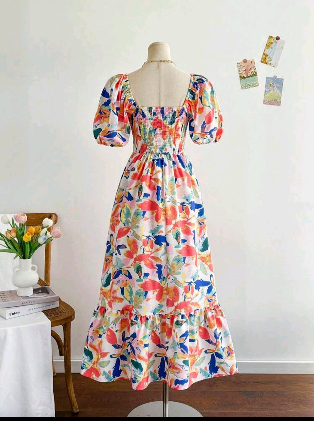 Pastel paint design floral dress