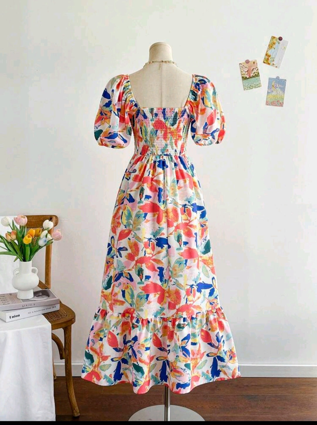 Pastel paint design floral dress