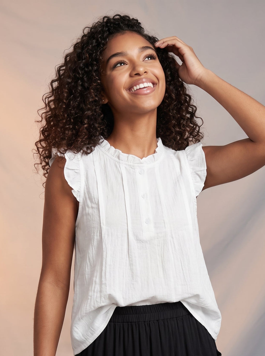 White frilly baby doll blouse