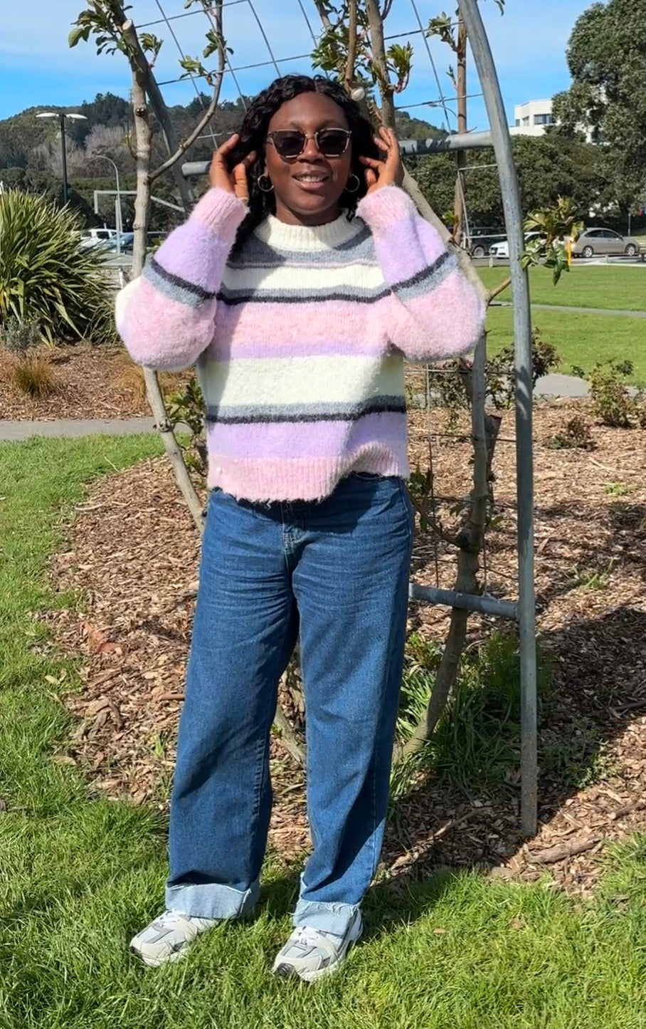 Striped fluffy ladies jumper