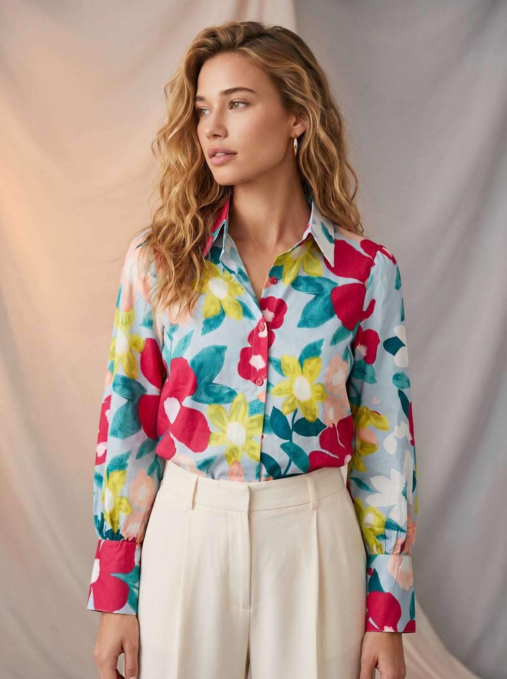 Floral collared button up shirt