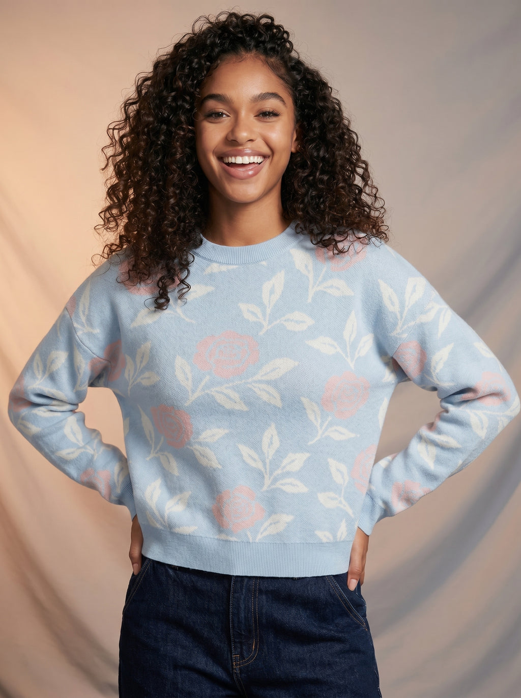 Floral knit jumper