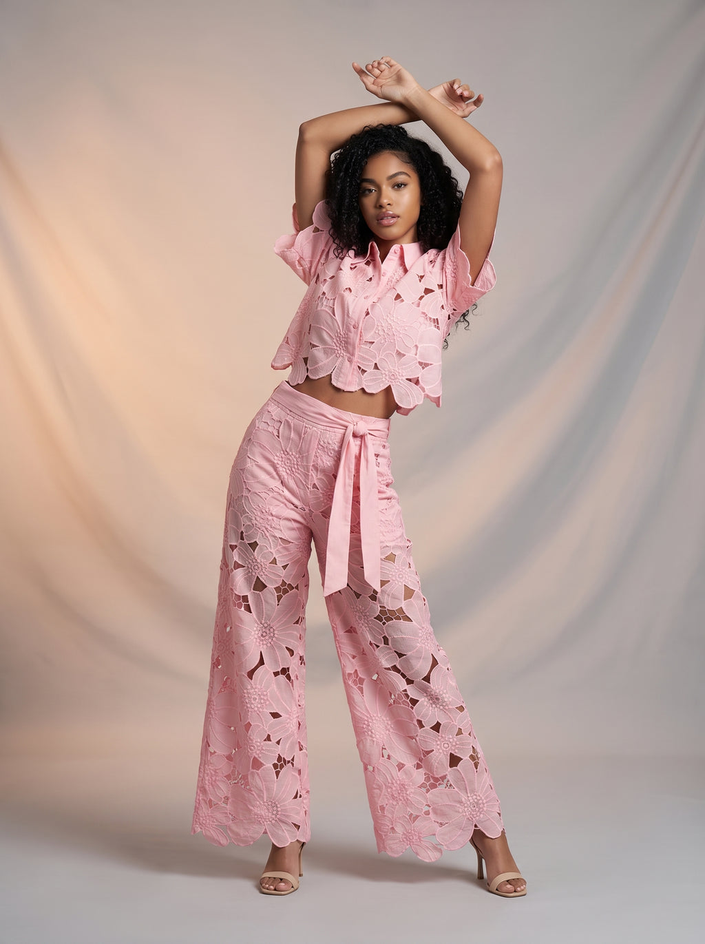 Stylish lace detail two piece set