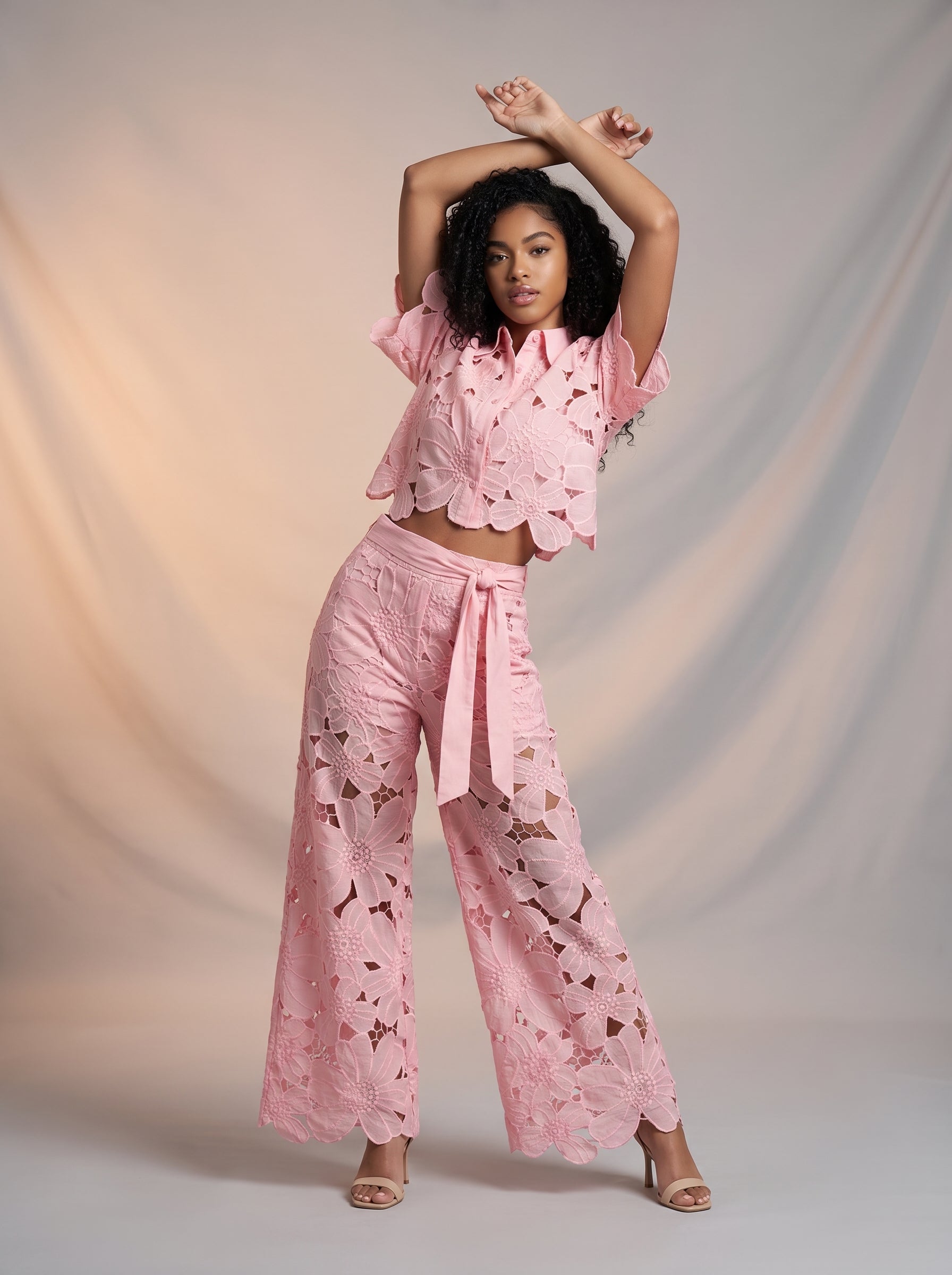 Stylish lace detail two piece set