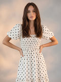 Polka dot puff sleeves maxi dress