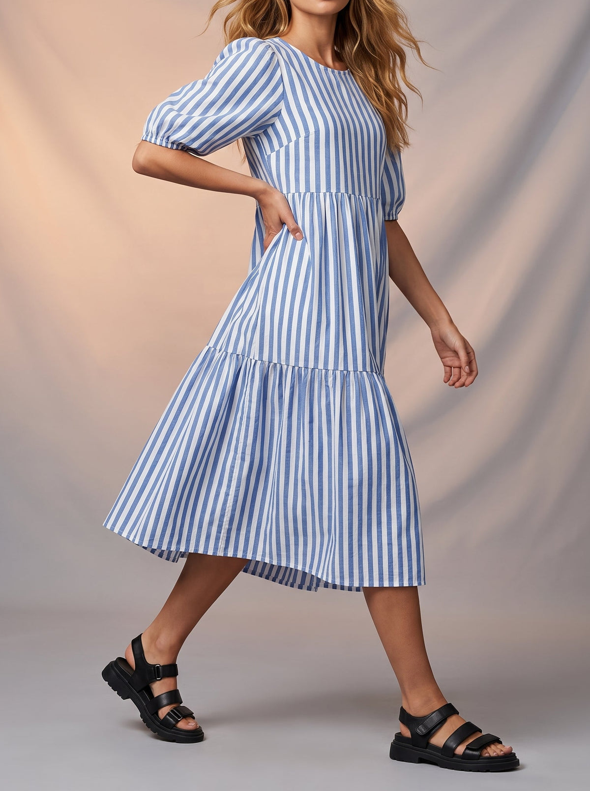Blue striped easy dress