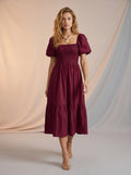 Puff sleeves ruched maxi dress