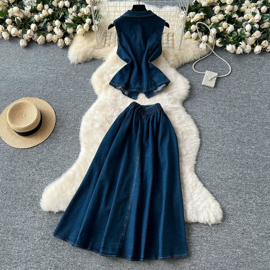 Denim two piece set