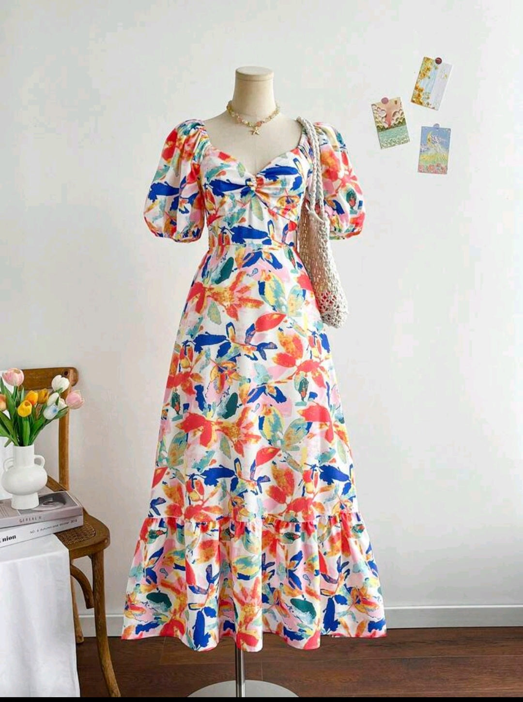 Pastel paint design floral dress