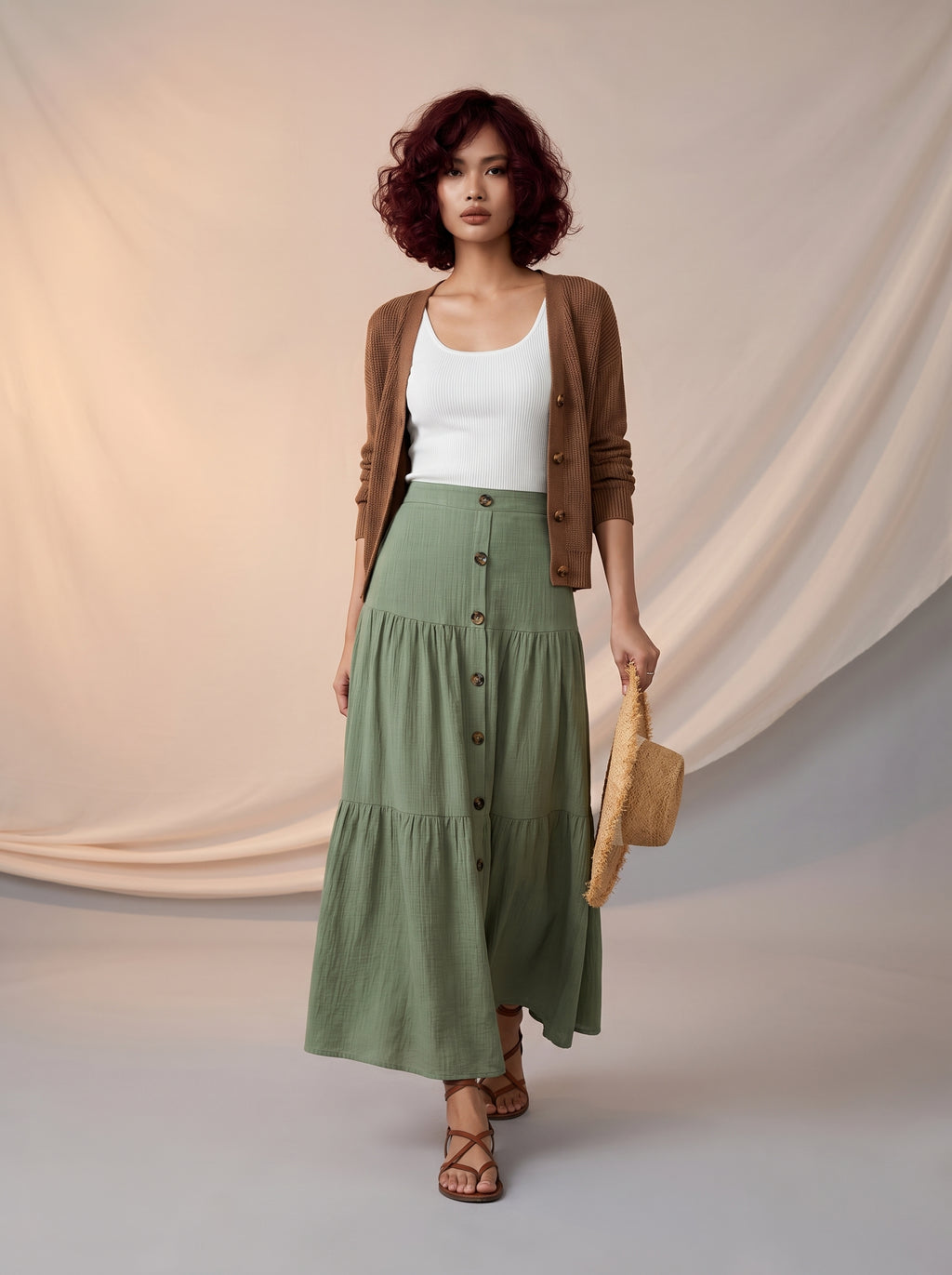 Maxi button detail skirt