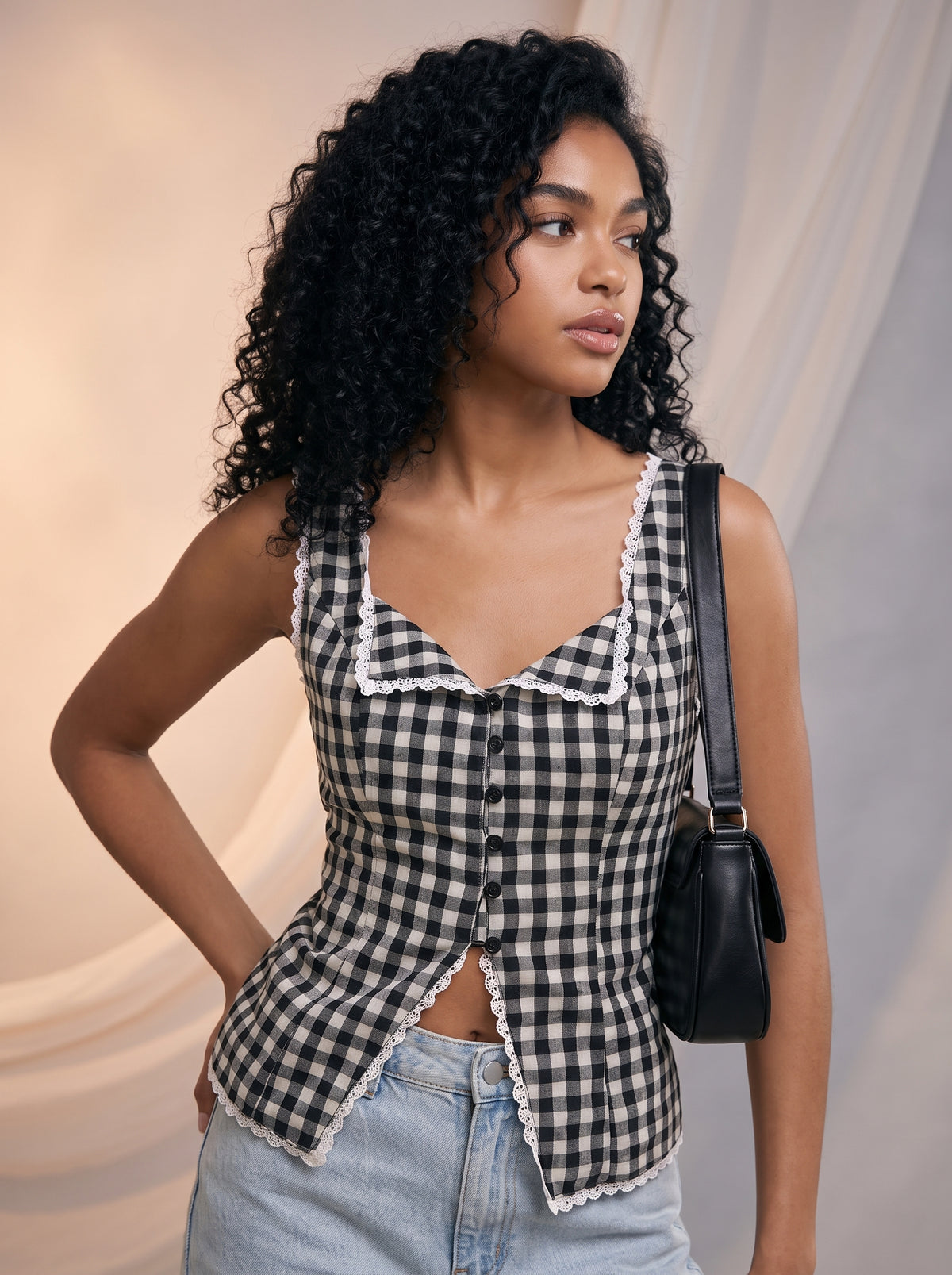 Gingham print top
