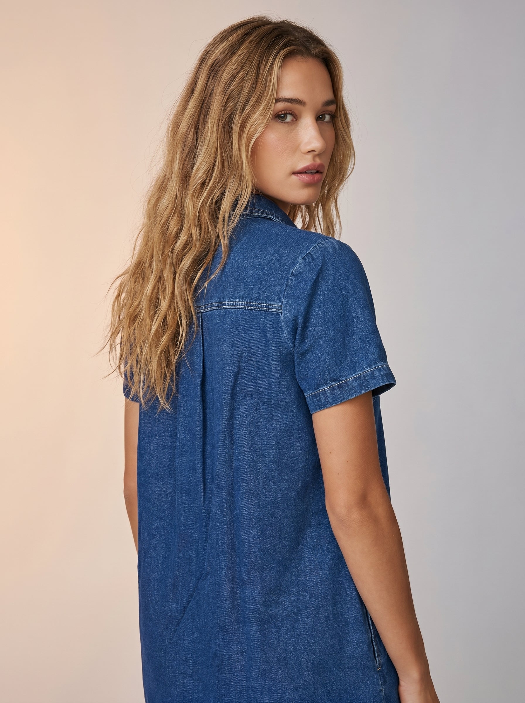 Zipper detail denim dress