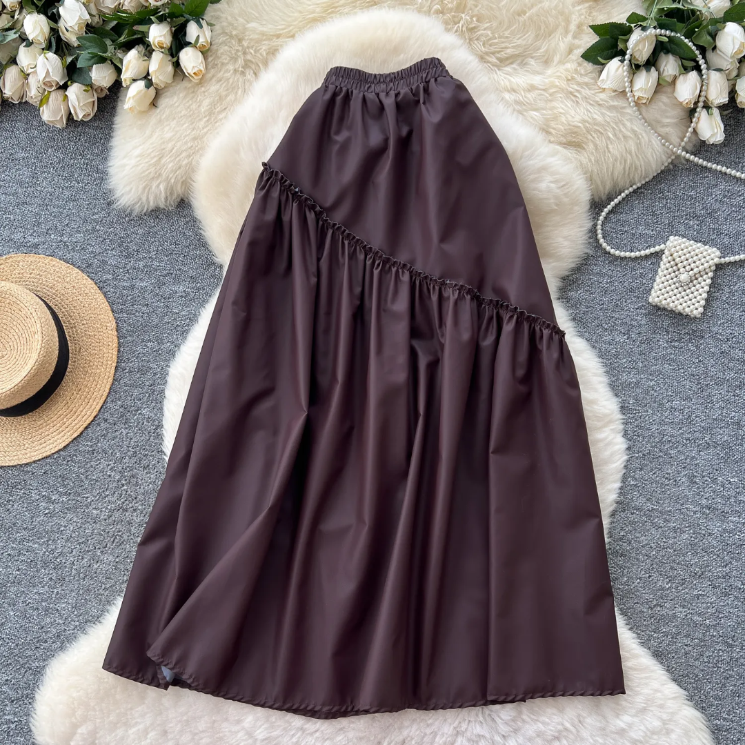 Elastic waist detail maxi ruffle skirt
