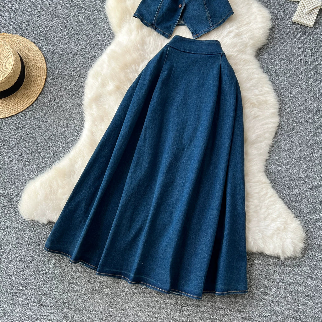 Denim two piece set