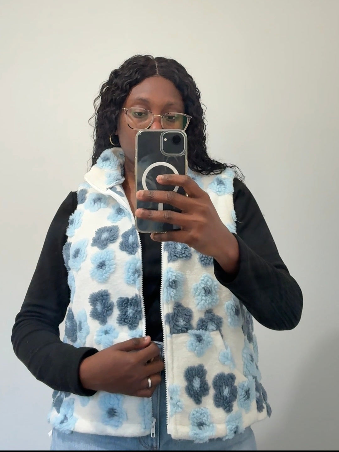 Floral detail fleece jacket