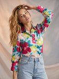 Floral collared button up shirt