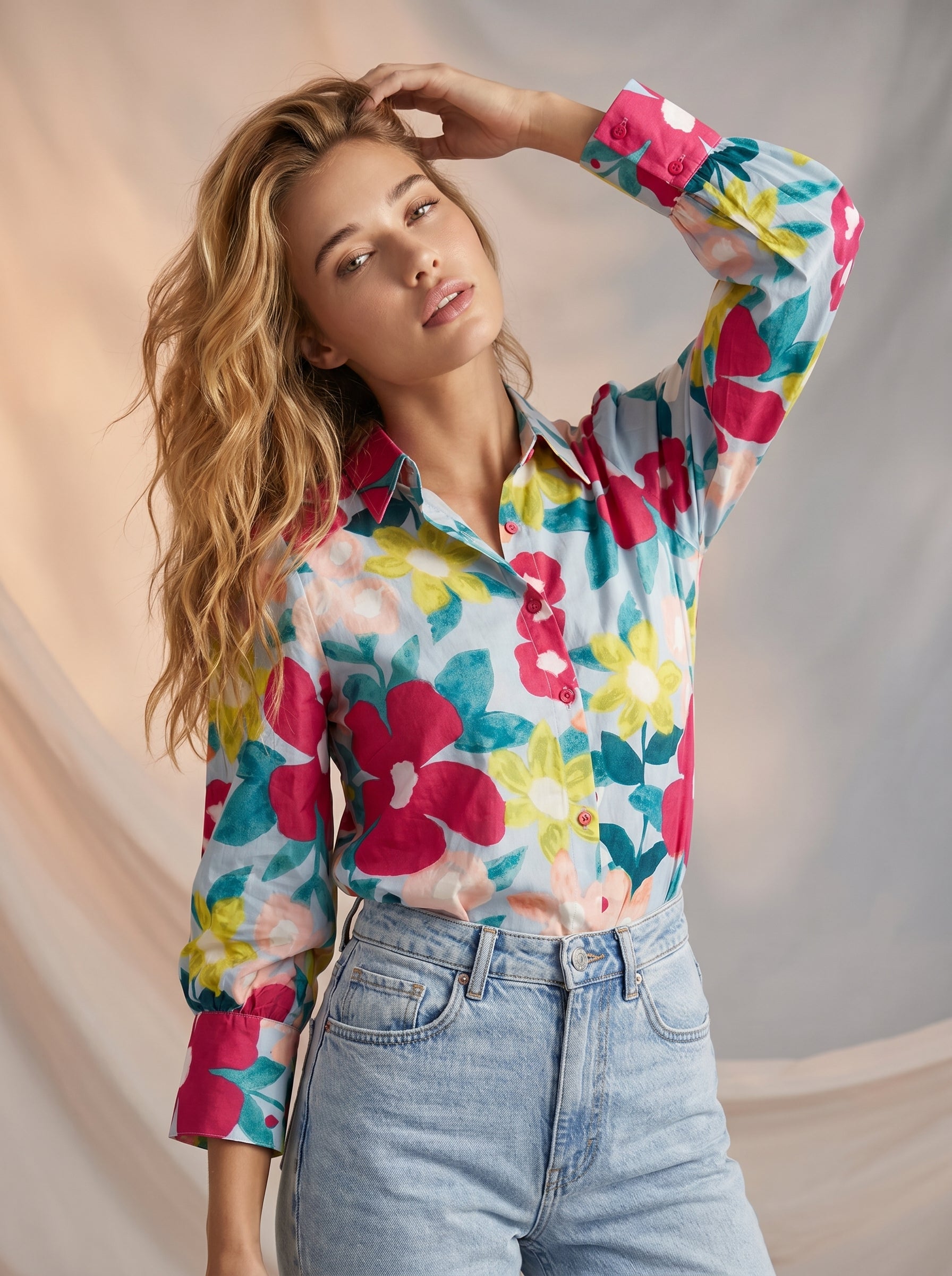 Floral collared button up shirt