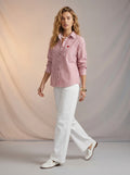 Pink stripe collared button up shirt
