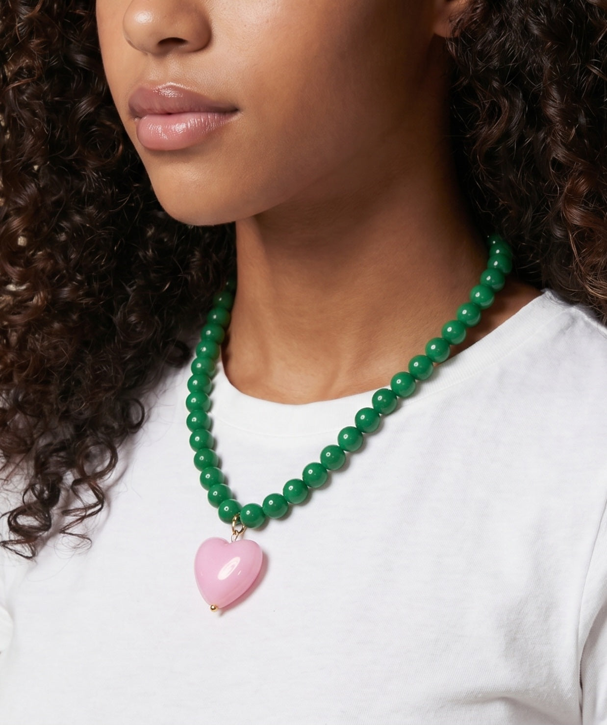 Chunky heart shaped beaded necklace