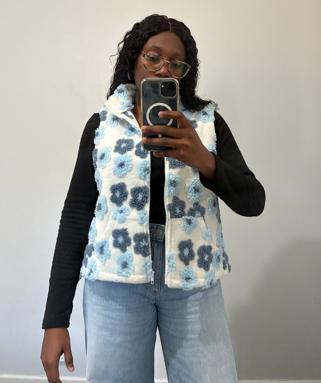 Floral detail fleece jacket
