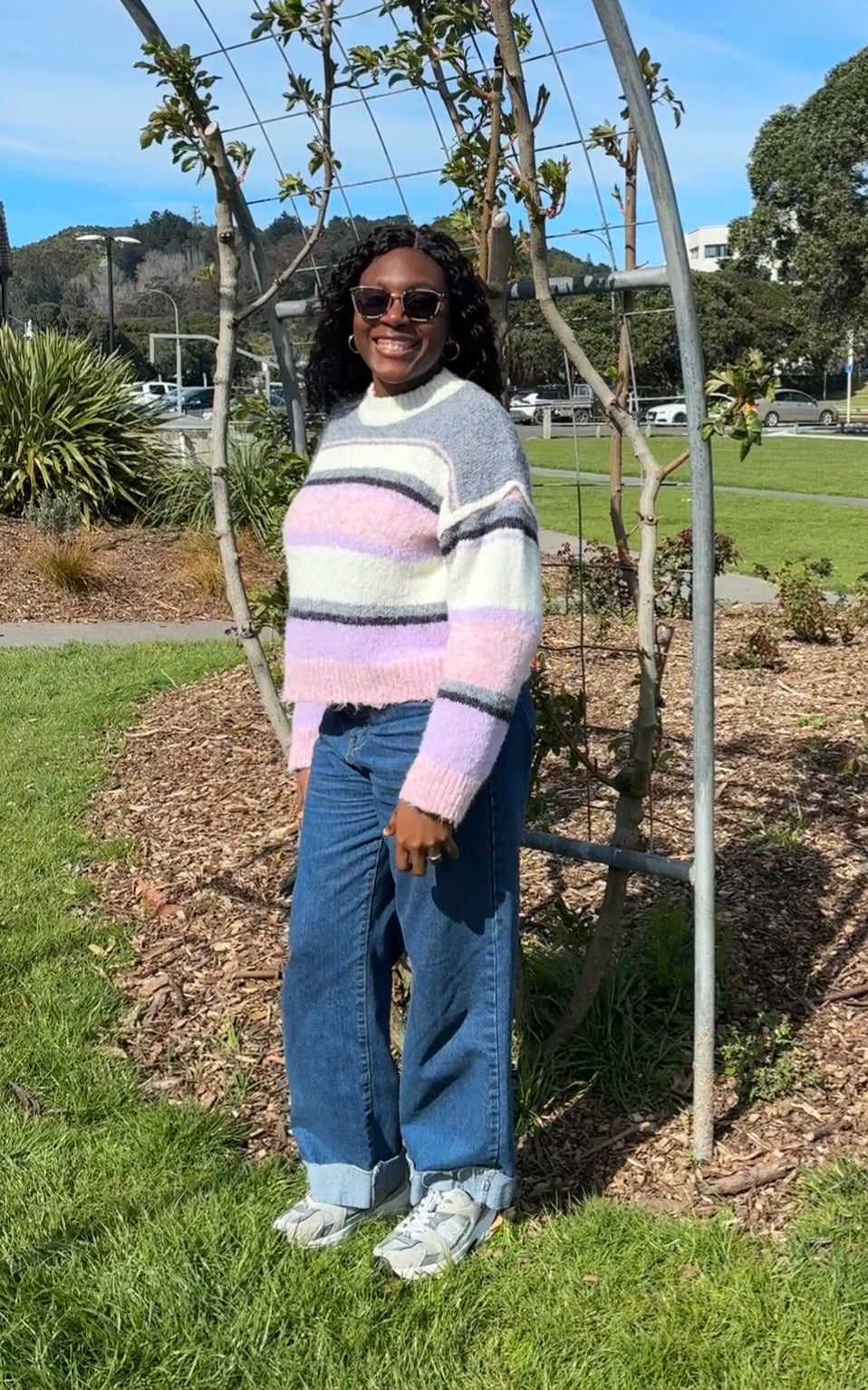 Striped fluffy ladies jumper