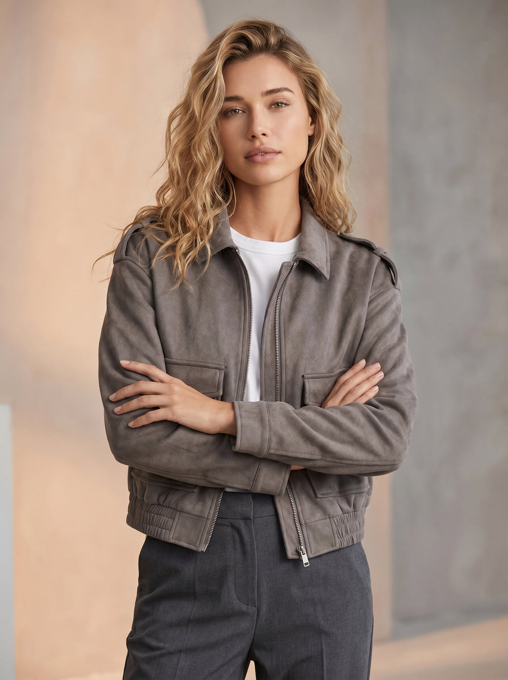 Bomber jacket with front pocket detail
