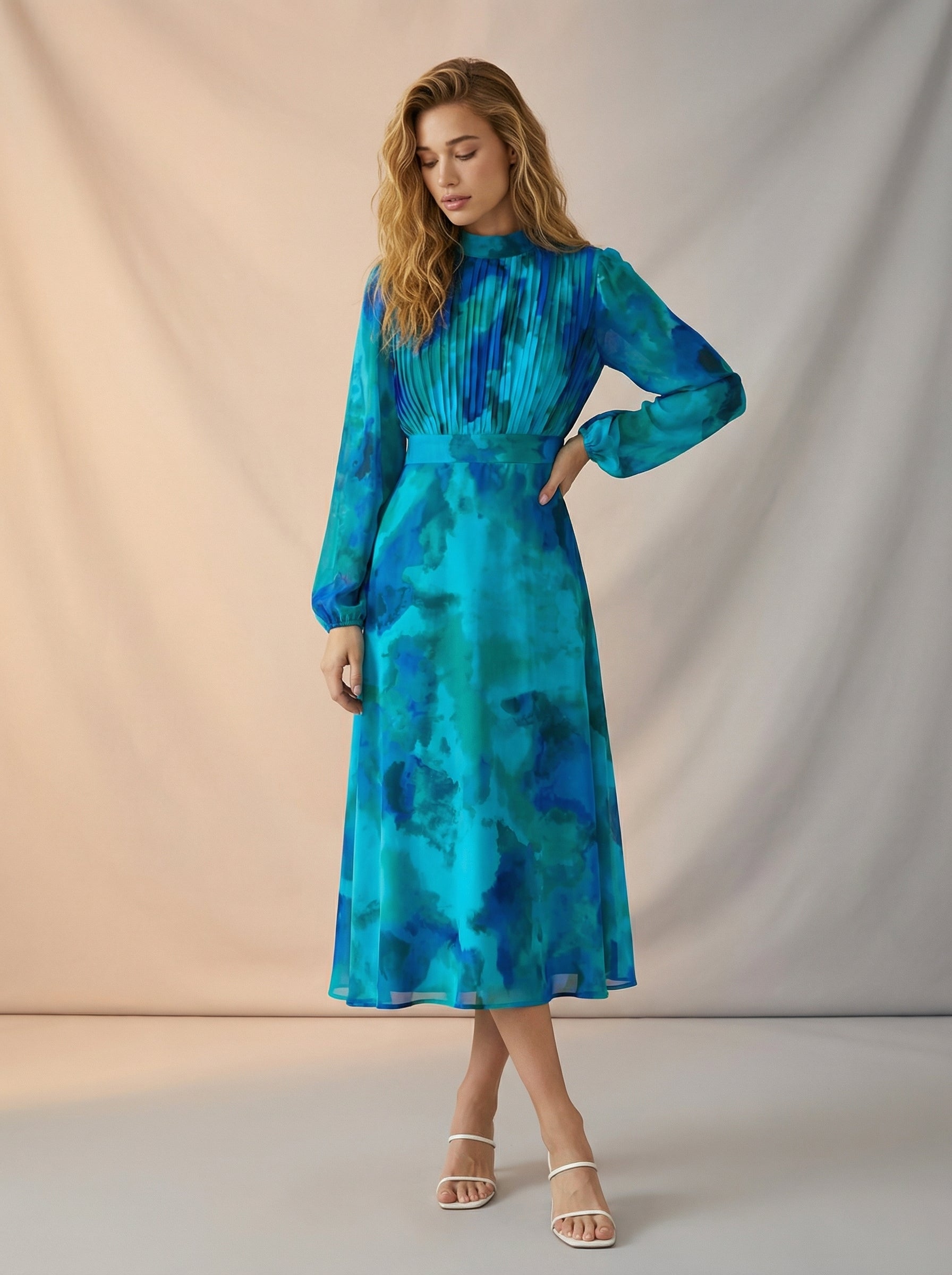 Art canvas print design long-sleeved dress