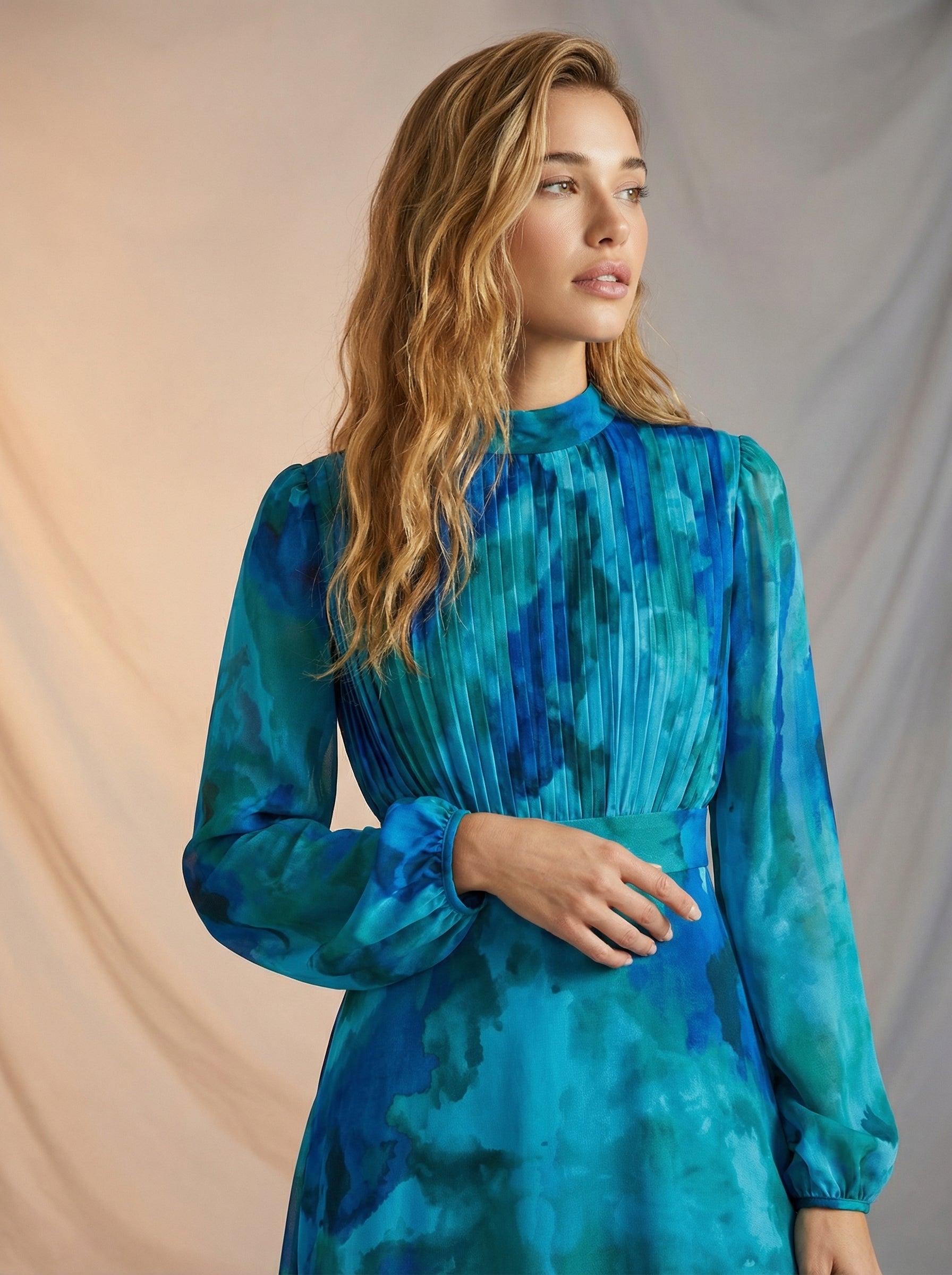 Art canvas print design long-sleeved dress